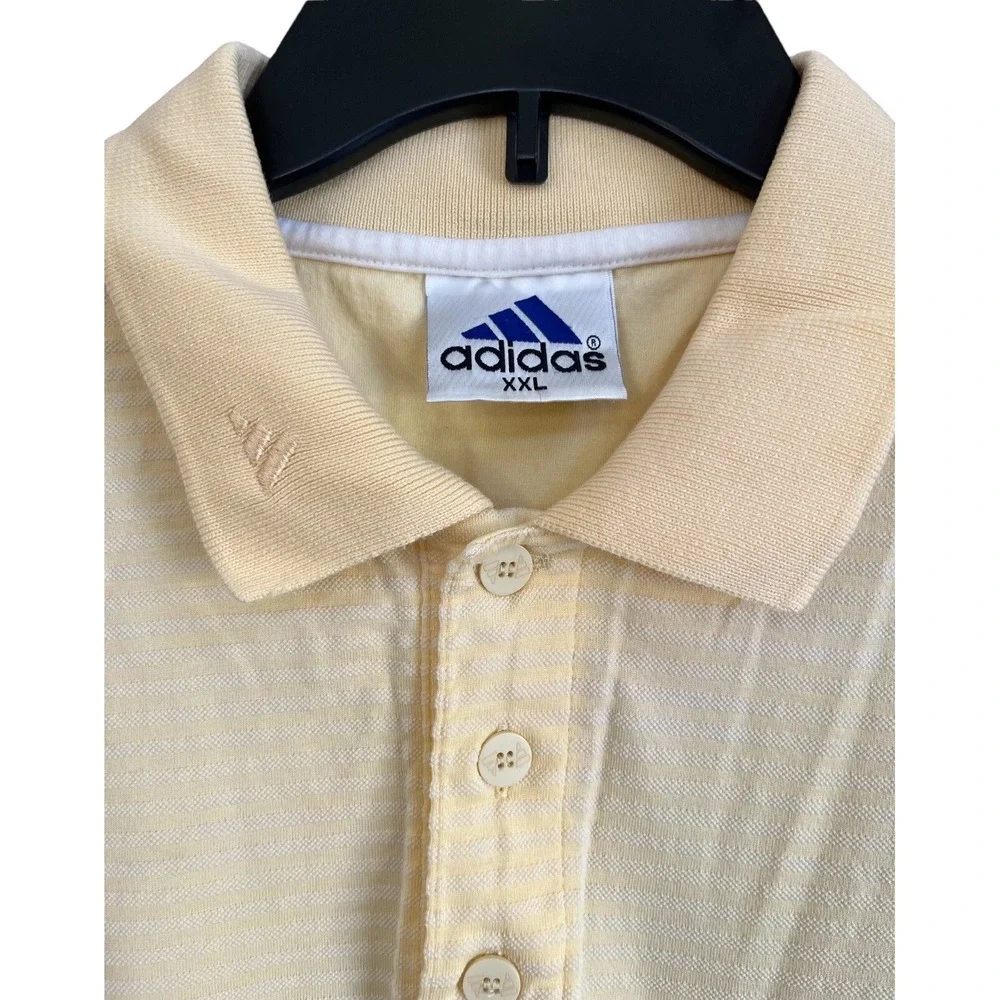 Adidas Polo Shirt Mens XXL Yellow Textured Short Sleeve Golf Preppy Casual